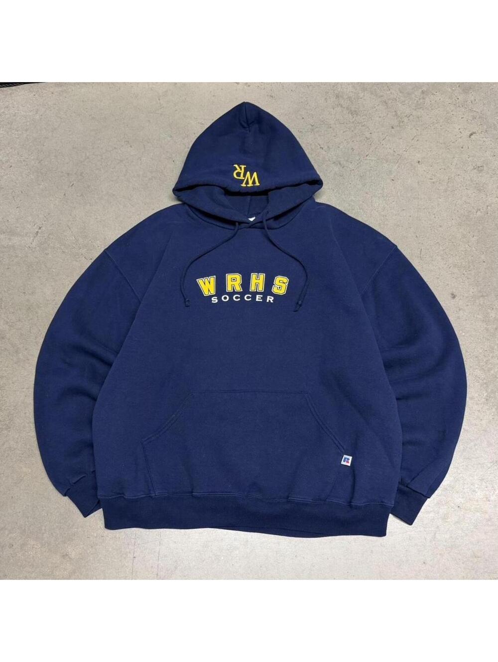 Vintage Russell Athletic Hoodie Mens XL Navy Wheatridge High School Soccer 90s